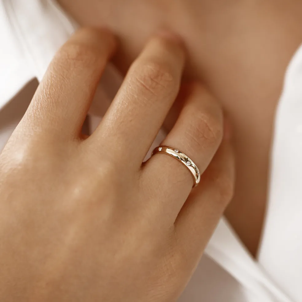 14k 3MM Dome Burnish Setting Women's Wedding Ring