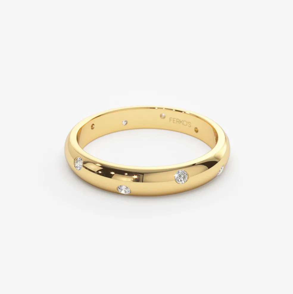 14k 3MM Dome Burnish Setting Women's Wedding Ring