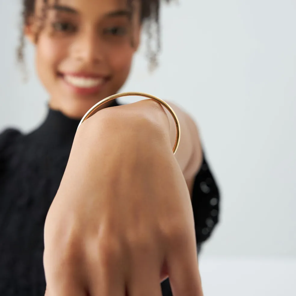 14k 3.5mm Dome Gold Bangle Bracelet