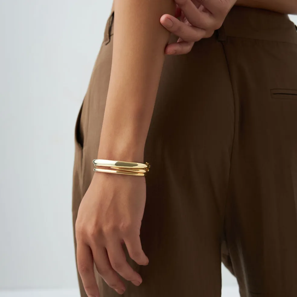 14k 3.5mm Dome Gold Bangle Bracelet