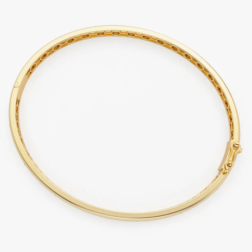 14k 4mm Dome Star Setting Diamond Bangle Bracelet