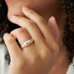 14k 6MM Dome Star Setting Diamond Ring