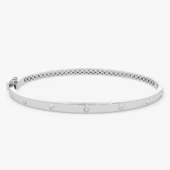 14k 3MM Flat Flush Setting Stacking Diamond Bangle
