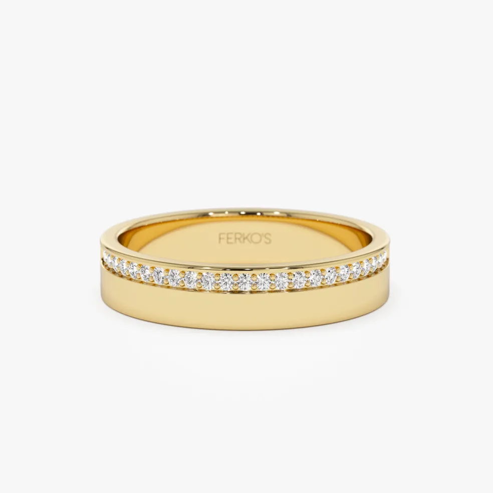 14K 4MM Half Eternity Diamond Wedding Band