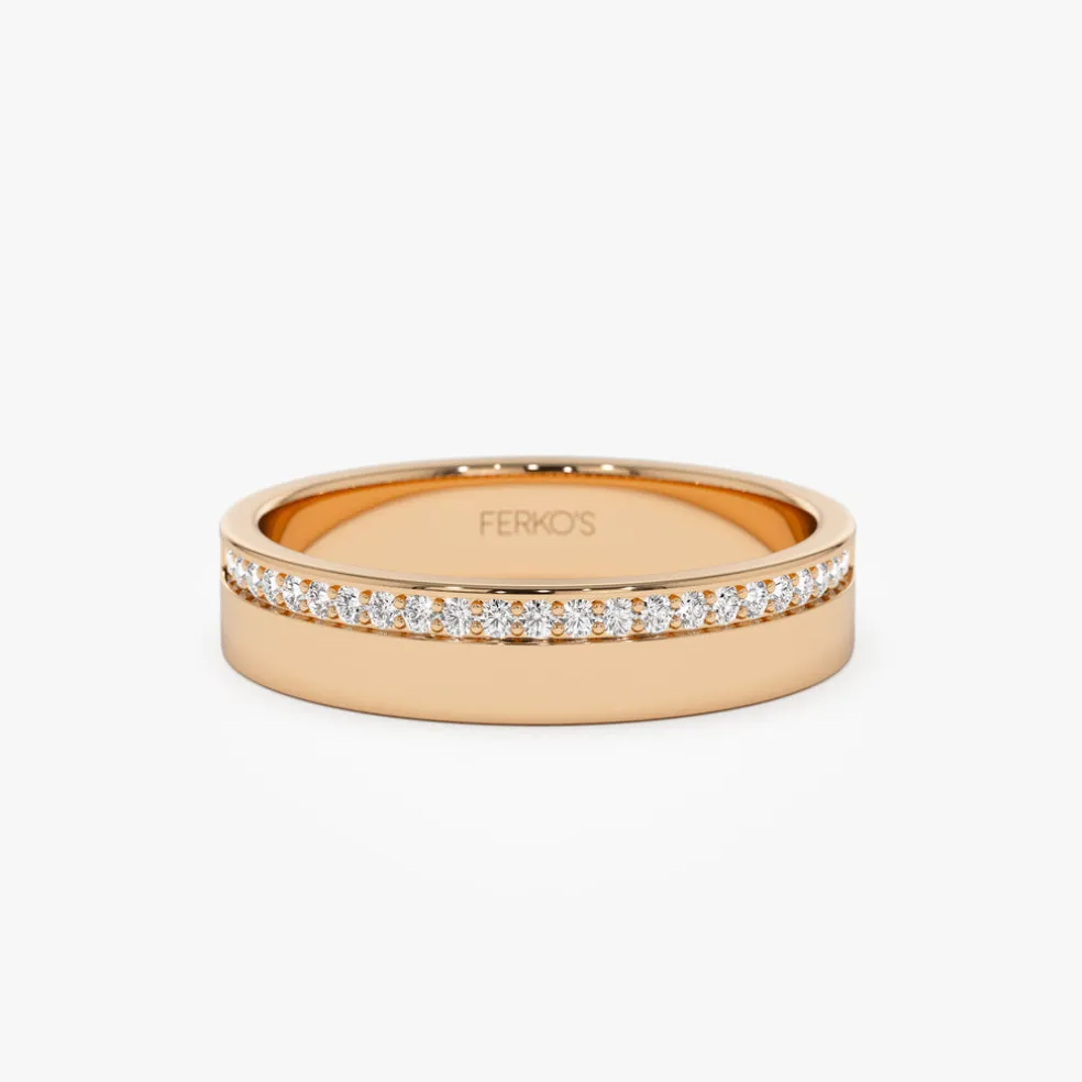 14K 4MM Half Eternity Diamond Wedding Band