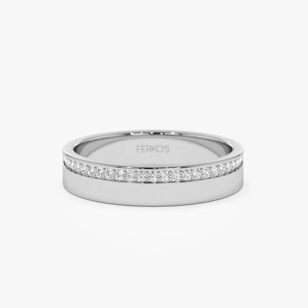14K 4MM Half Eternity Diamond Wedding Band
