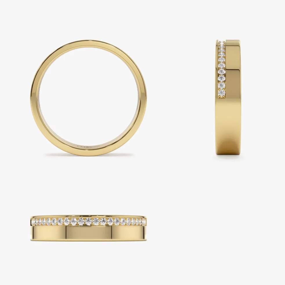 14K 4MM Half Eternity Diamond Wedding Band