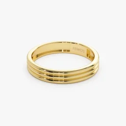 14k 3.5MM Multi Lined Gold Wedding Ring