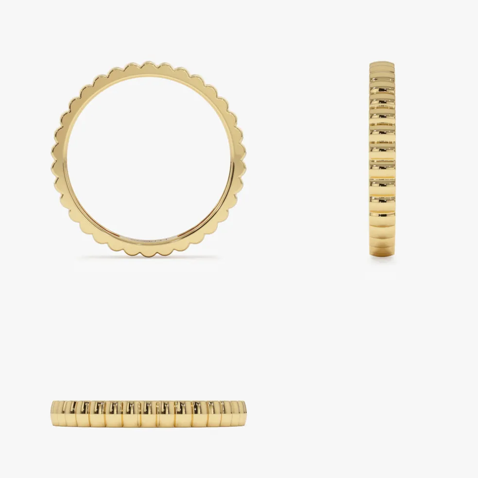 14K 2.5MM Ribbed Gold Band