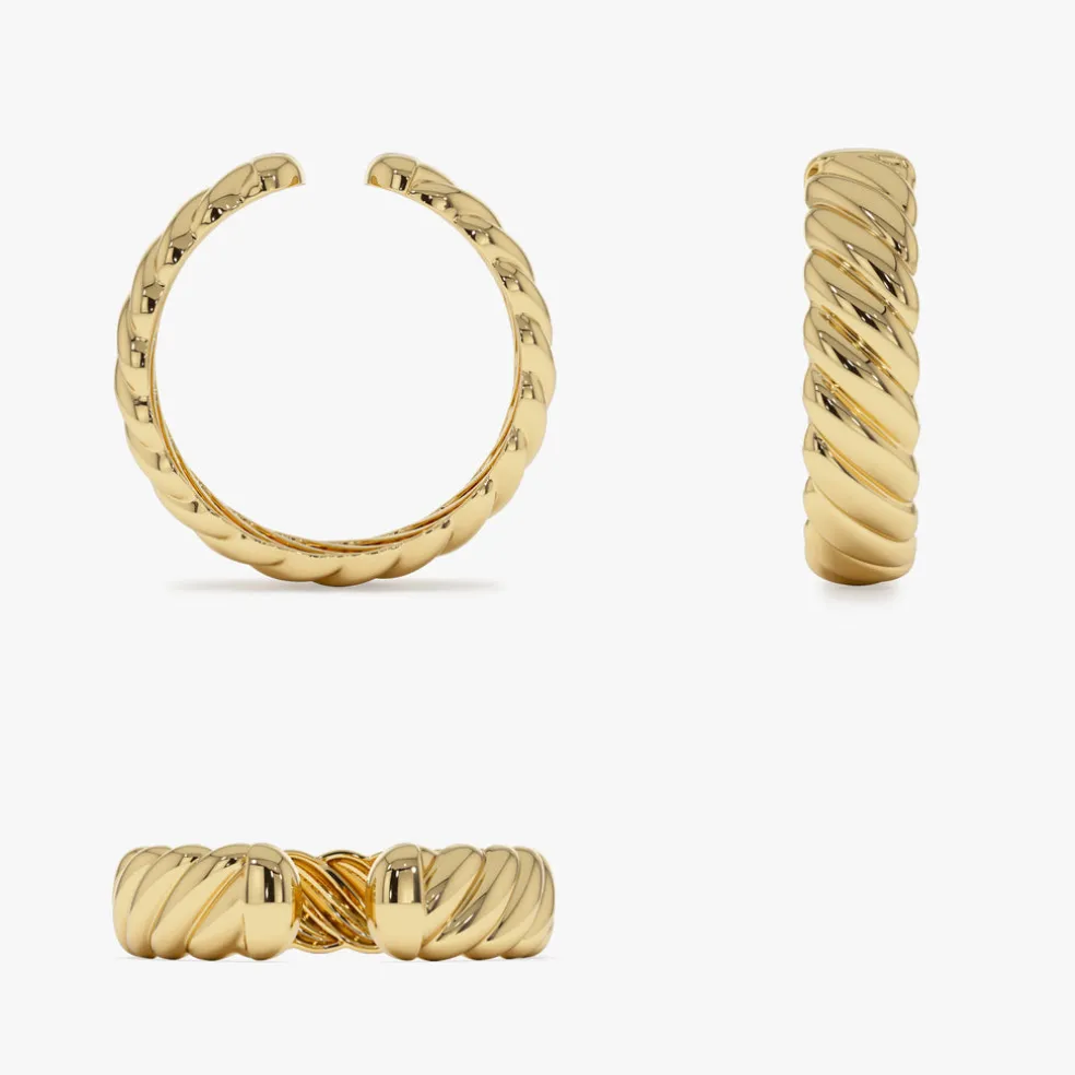 14K 5MM Rope Cuff Ring