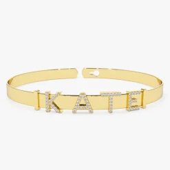 14K 5MM Sliding Diamond Initials Bangle
