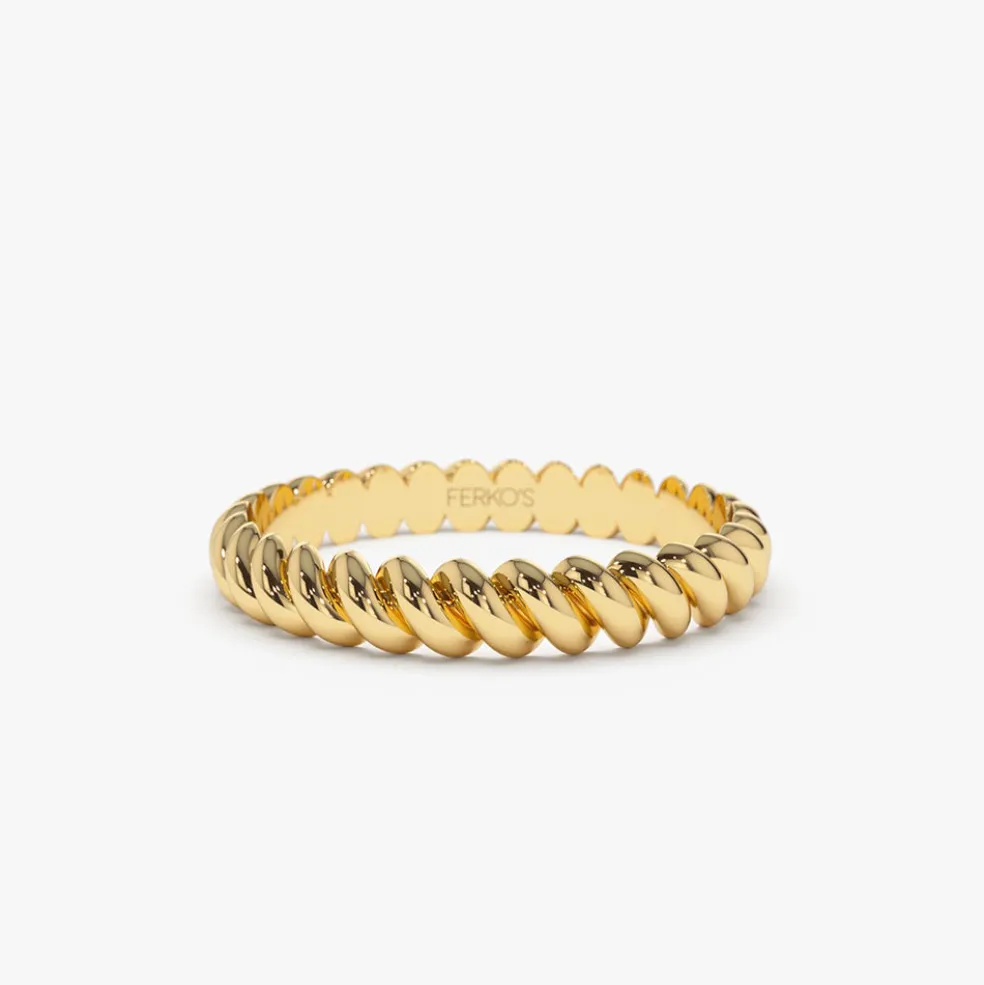 14K 3MM Twisted Rope Ring