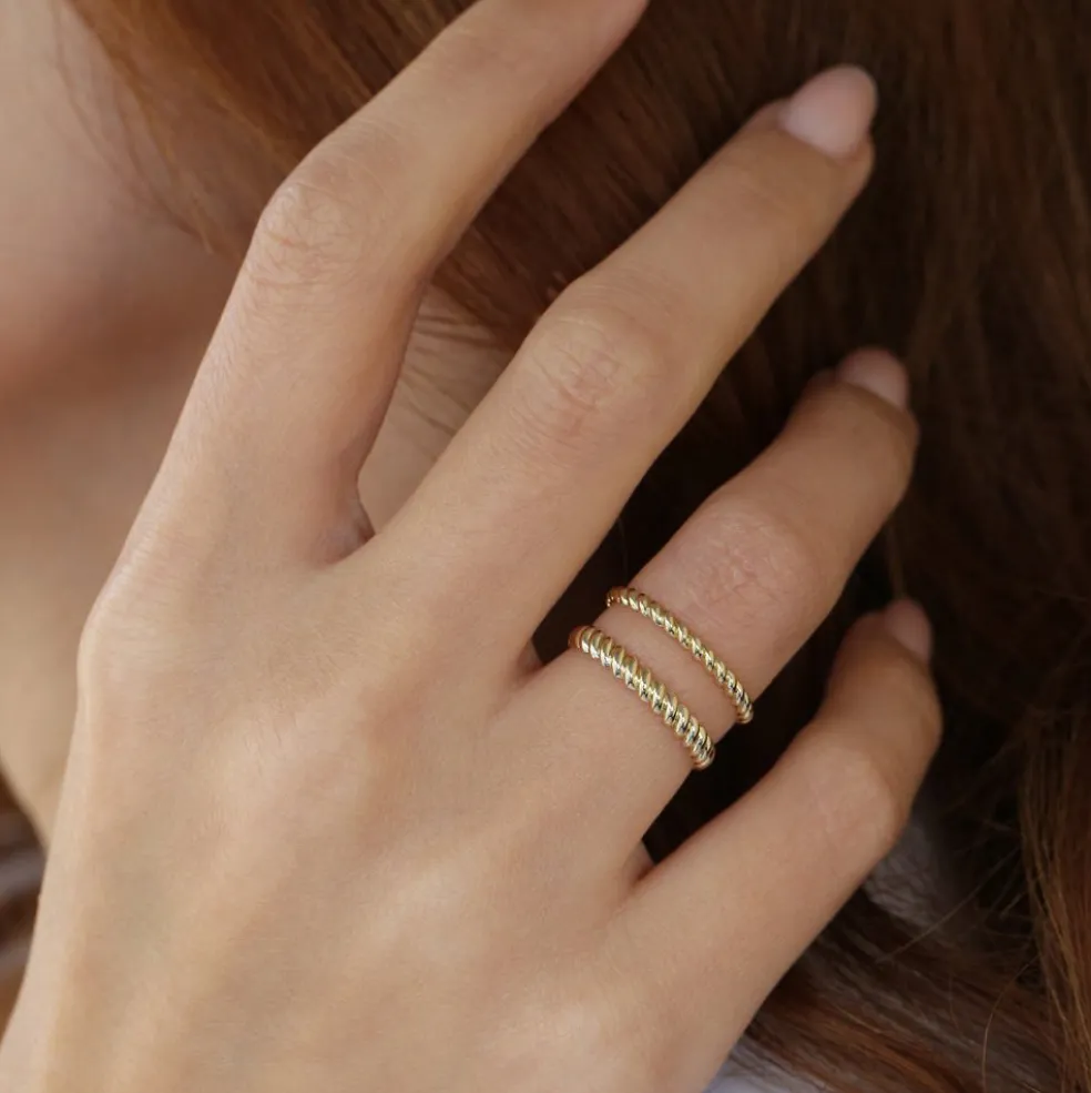 14K 3MM Twisted Rope Ring