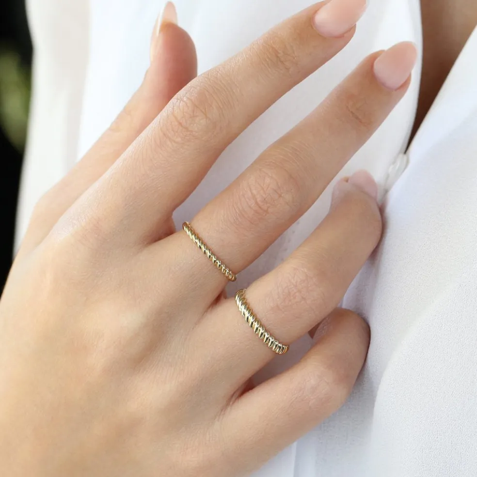 14K 3MM Twisted Rope Ring