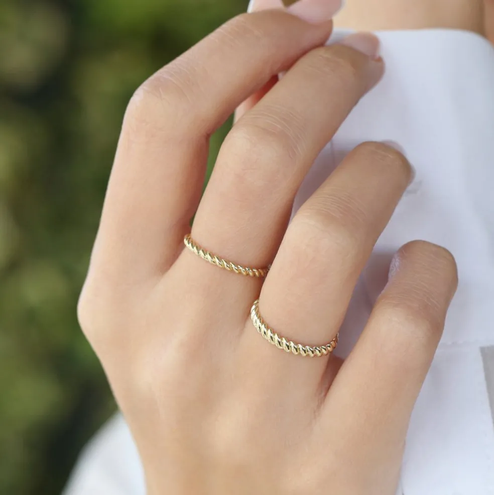 14K 3MM Twisted Rope Ring