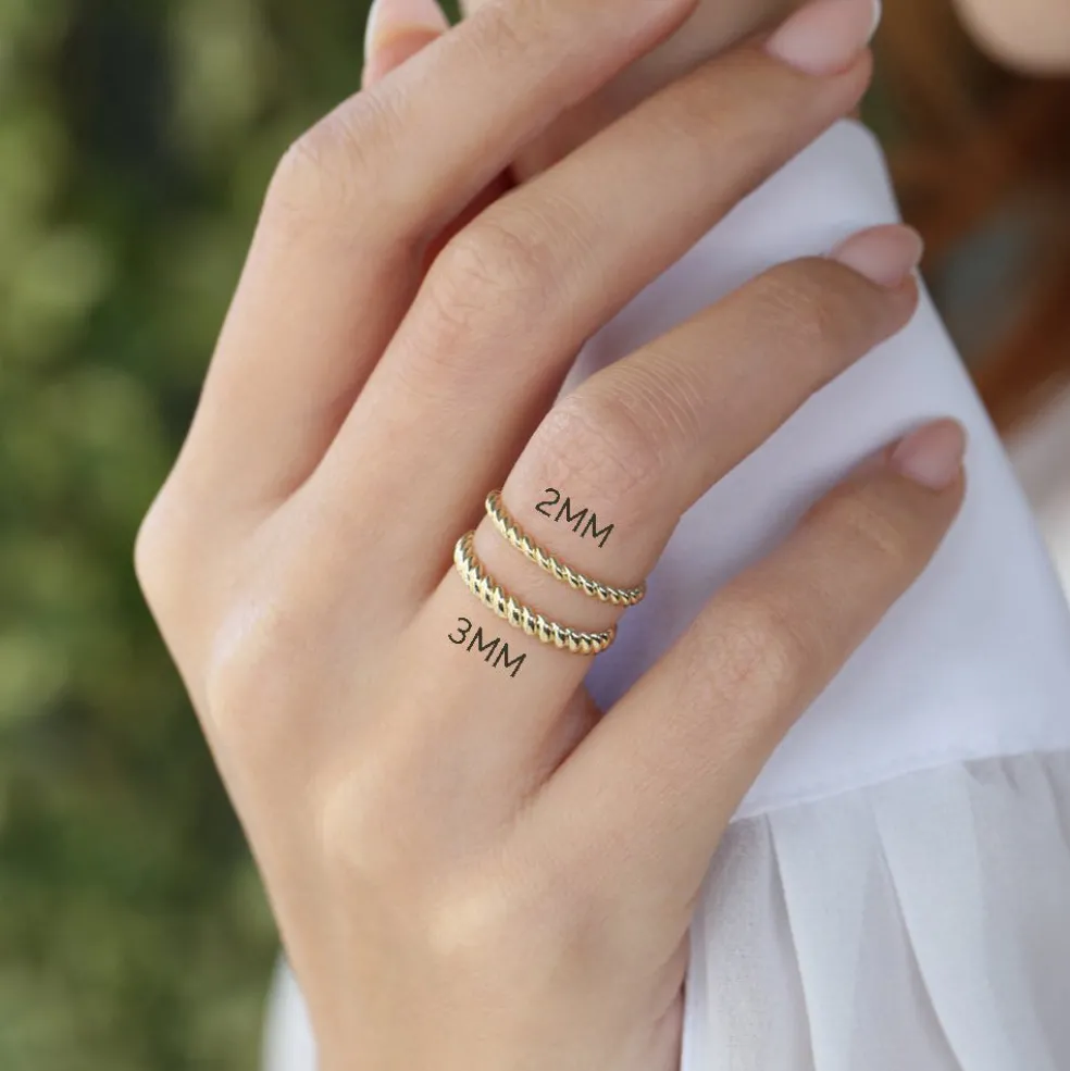 14K 3MM Twisted Rope Ring