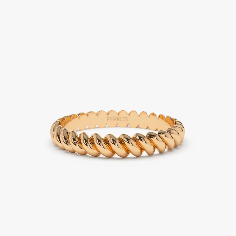 14K 3MM Twisted Rope Ring