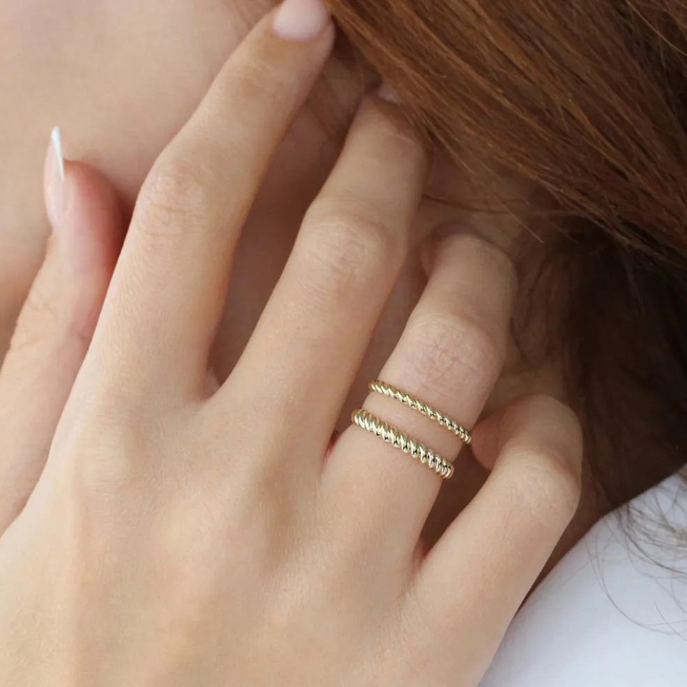 14K 2MM Twisted Rope Ring