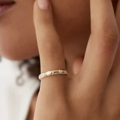 14k 3MM Unique X Cut Design Diamond Wedding Ring