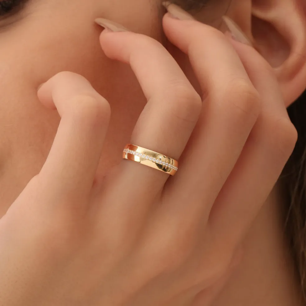 14k 5MM Wide Full Eternity Diamond Ring