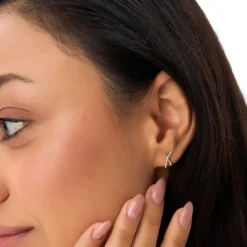 14k Moden X Design Diamond Studs