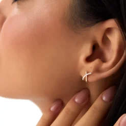 14k Moden X Design Diamond Studs