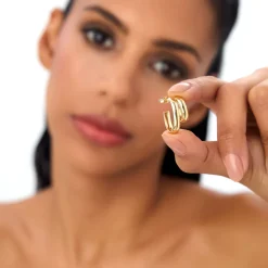 14k Modern Double Hoop Earrings