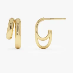14k Modern Double Hoop Earrings