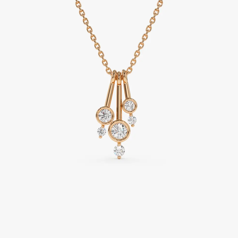 14k Multi Bezel Set Diamond Pendant
