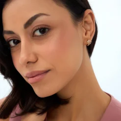 14k Multi Huggie Diamond Earrings