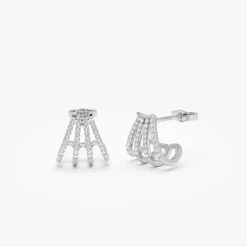 14k Multi Huggie Diamond Earrings