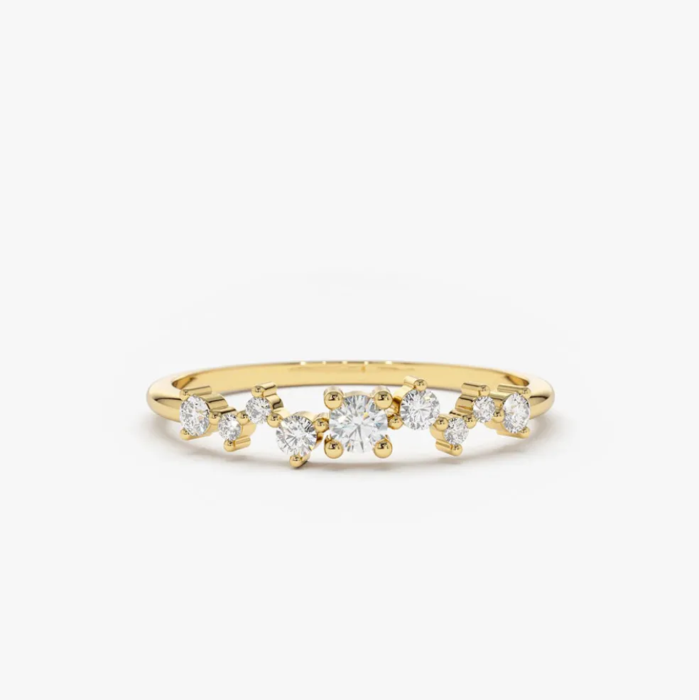 14k Multistone Diamond Cluster Ring