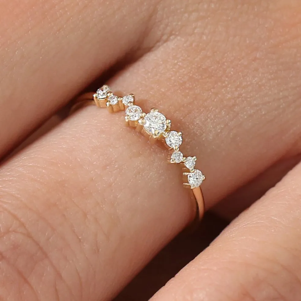 14k Multistone Diamond Cluster Ring