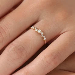 14k Multistone Diamond Cluster Ring
