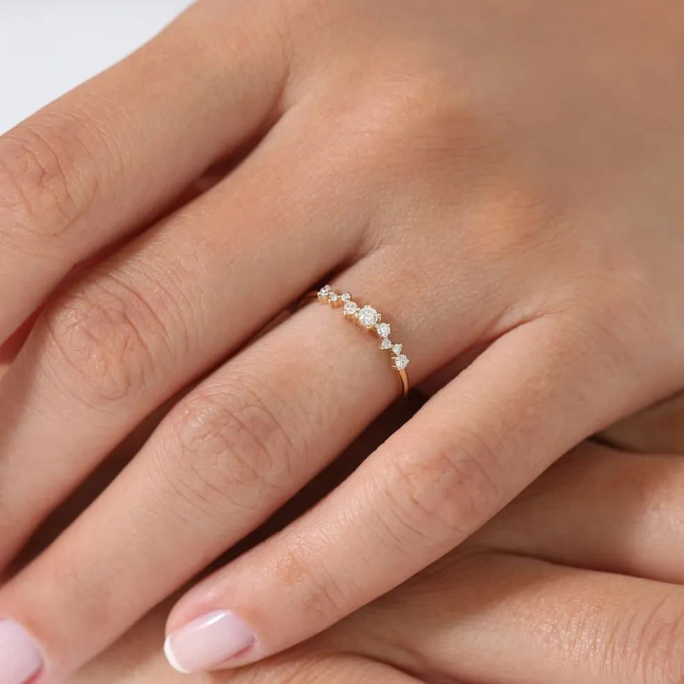14k Multistone Diamond Cluster Ring