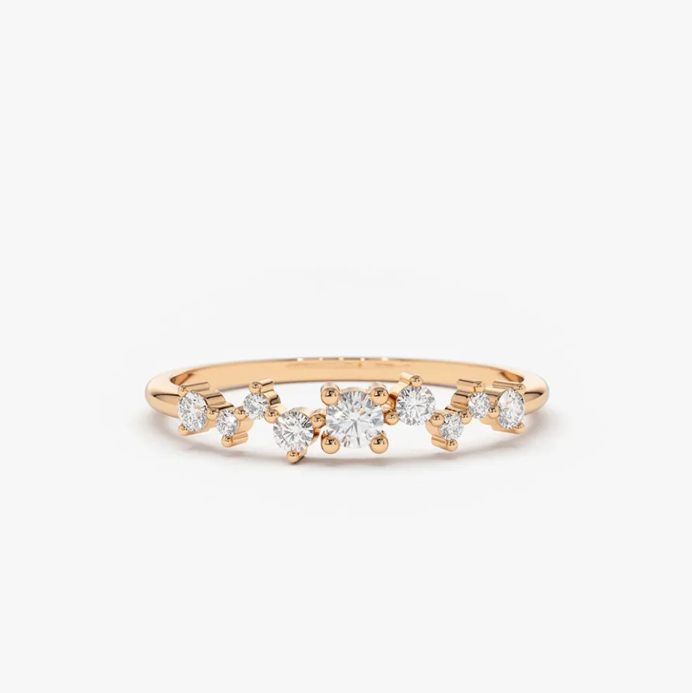 14k Multistone Diamond Cluster Ring