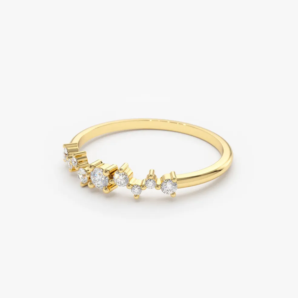 14k Multistone Diamond Cluster Ring