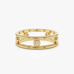14k Natural Diamond Bezel Setting Double Band Ring
