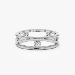 14k Natural Diamond Bezel Setting Double Band Ring
