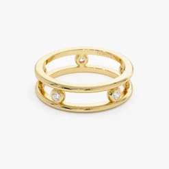 14k Natural Diamond Bezel Setting Double Band Ring