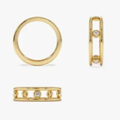 14k Natural Diamond Bezel Setting Double Band Ring