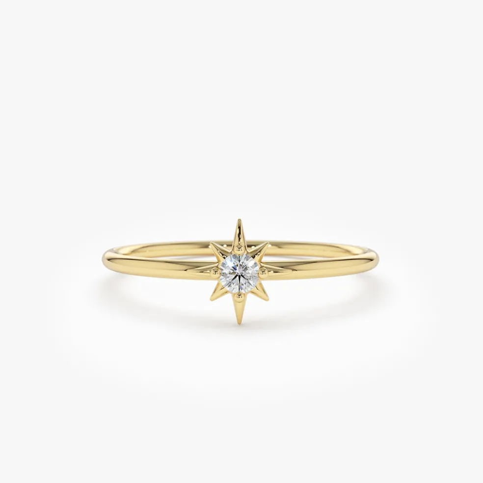 14K North Star Stacking Diamond Ring