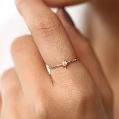 14K North Star Stacking Diamond Ring