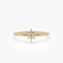 14K North Star Stacking Diamond Ring