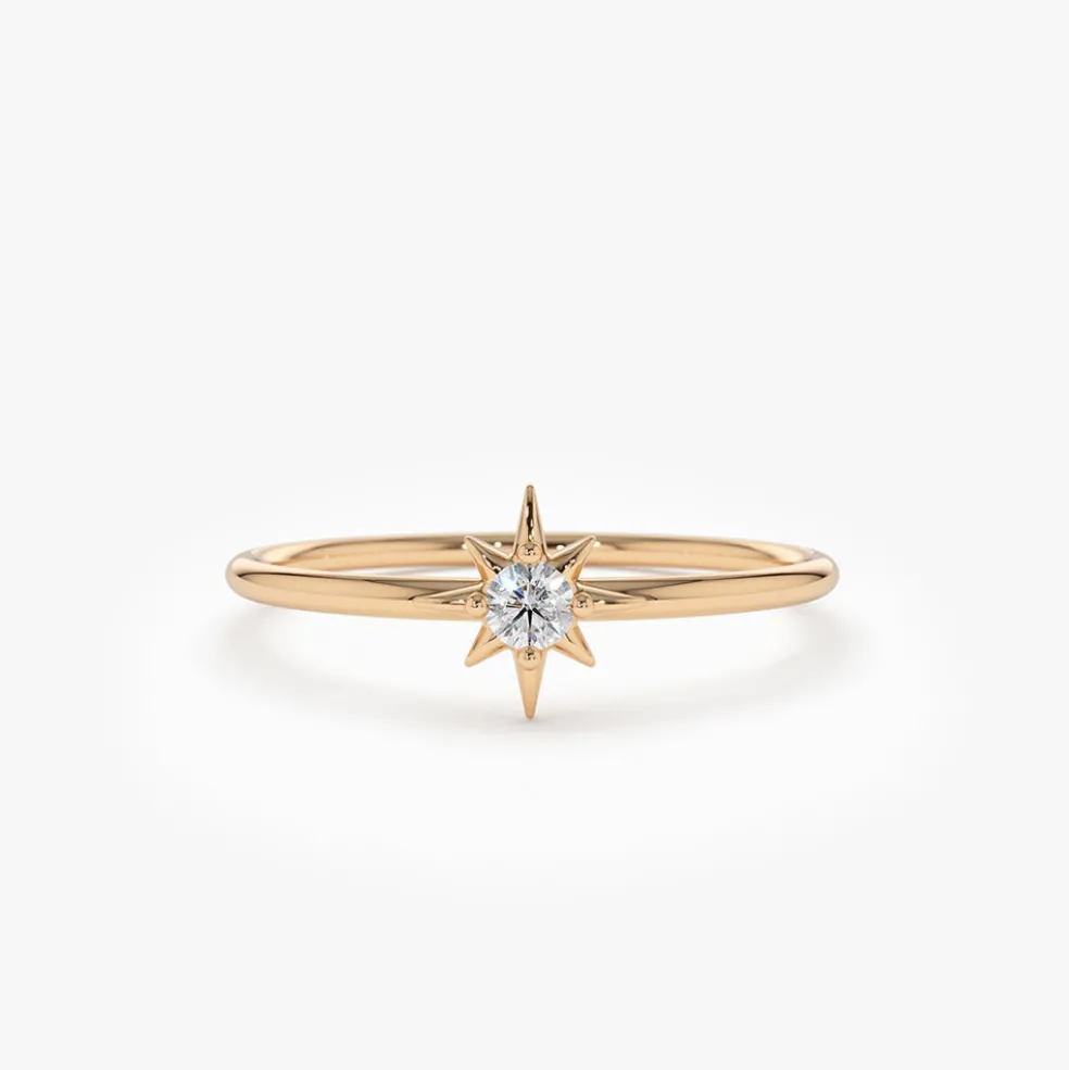 14K North Star Stacking Diamond Ring
