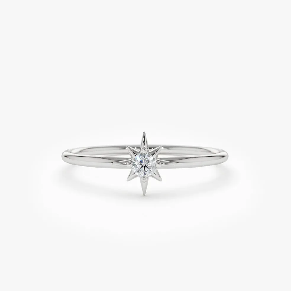 14K North Star Stacking Diamond Ring