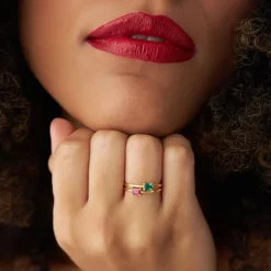 14k Octagon Cut Emerald Ring