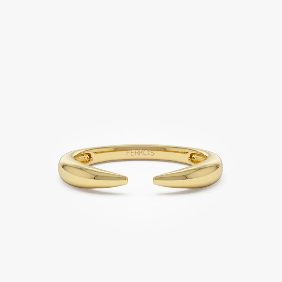 14K Open Claw Cuff Ring For Women