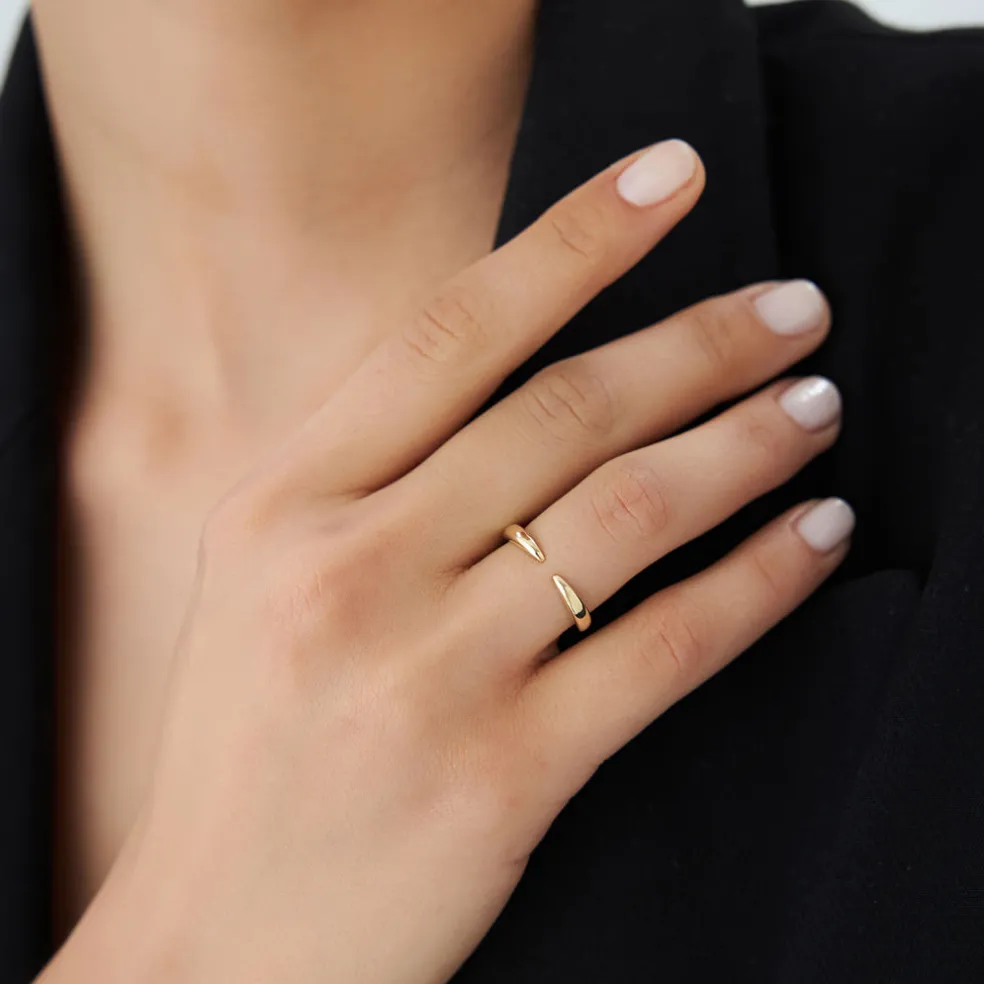 14K Open Claw Cuff Ring For Women