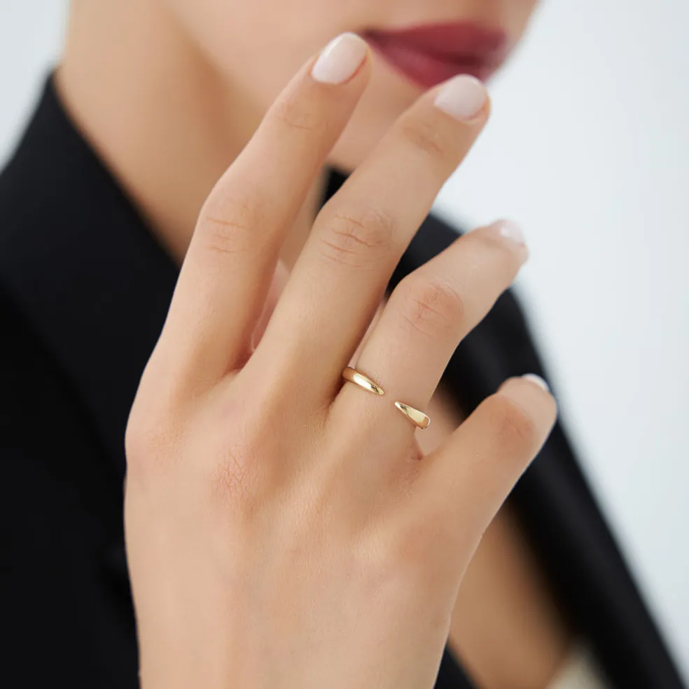 14K Open Claw Cuff Ring For Women